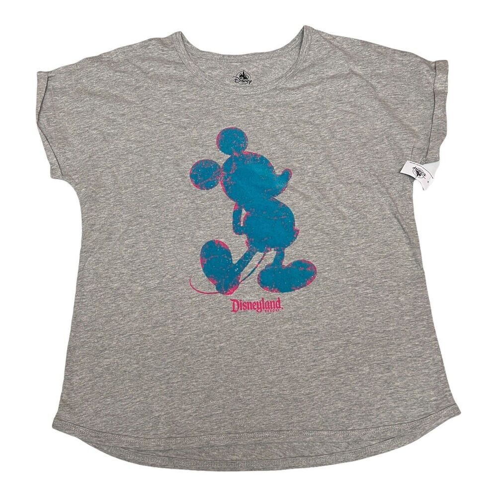 Disneyland Resort T-Shirt Girls XL Grey Parks Mickey Mouse Logo Ears World Pink